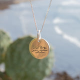 Wave Hand Stamped Disk Pendant ~ Sterling Silver - Maresia Jewelry