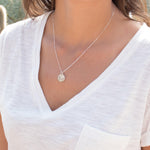 Wave Hand Stamped Disk Pendant ~ Sterling Silver - Maresia Jewelry