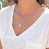 Wave Hand Stamped Disk Pendant ~ Sterling Silver - Maresia Jewelry