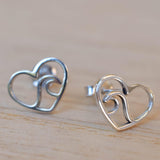 Wave heart Stud Earrings ~ Sterling silver 925 ~ SME077 - Maresia Jewelry