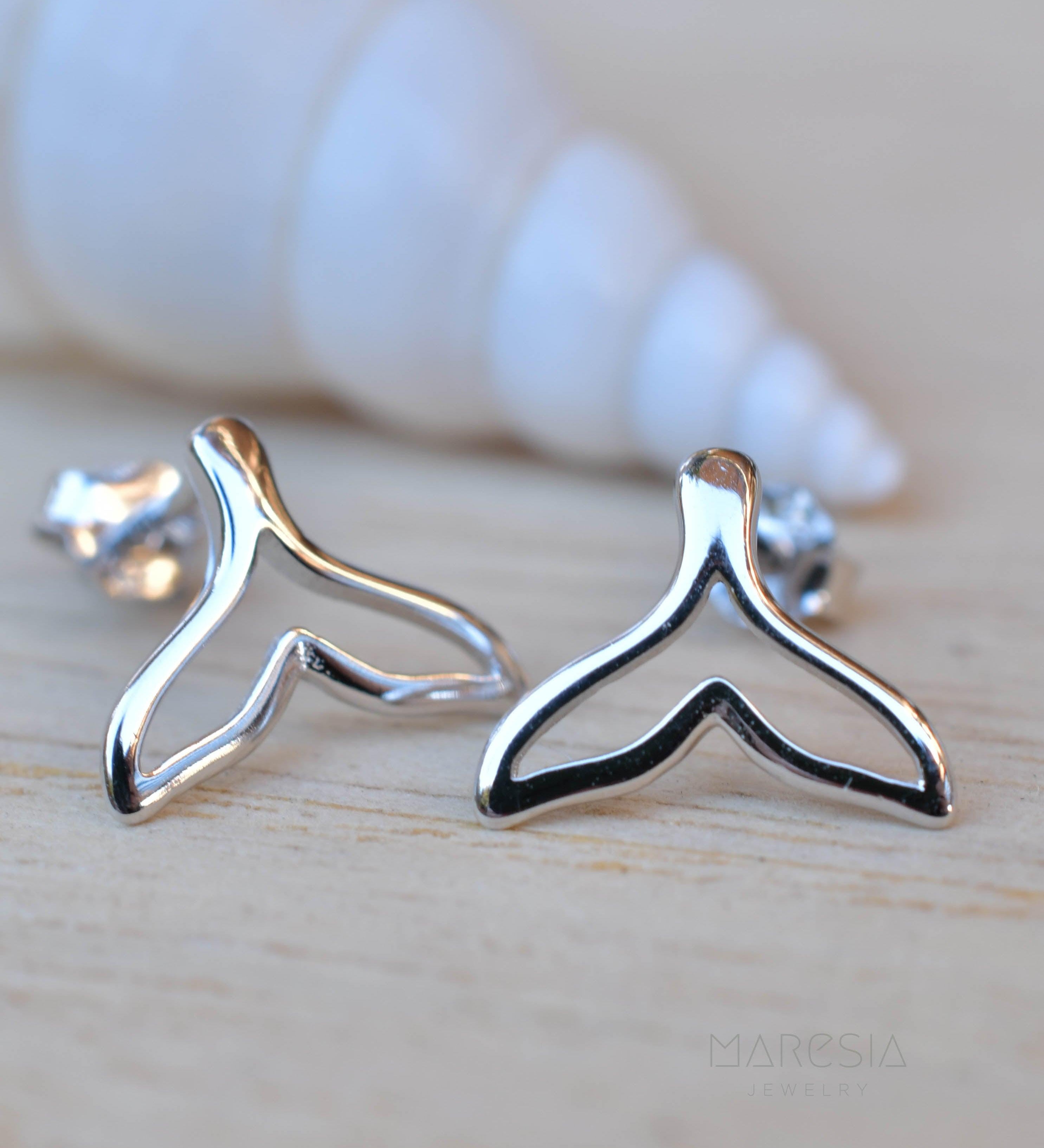 Whale Stud Earrings ~ Sterling Silver 925 ~ SME081 - Maresia Jewelry