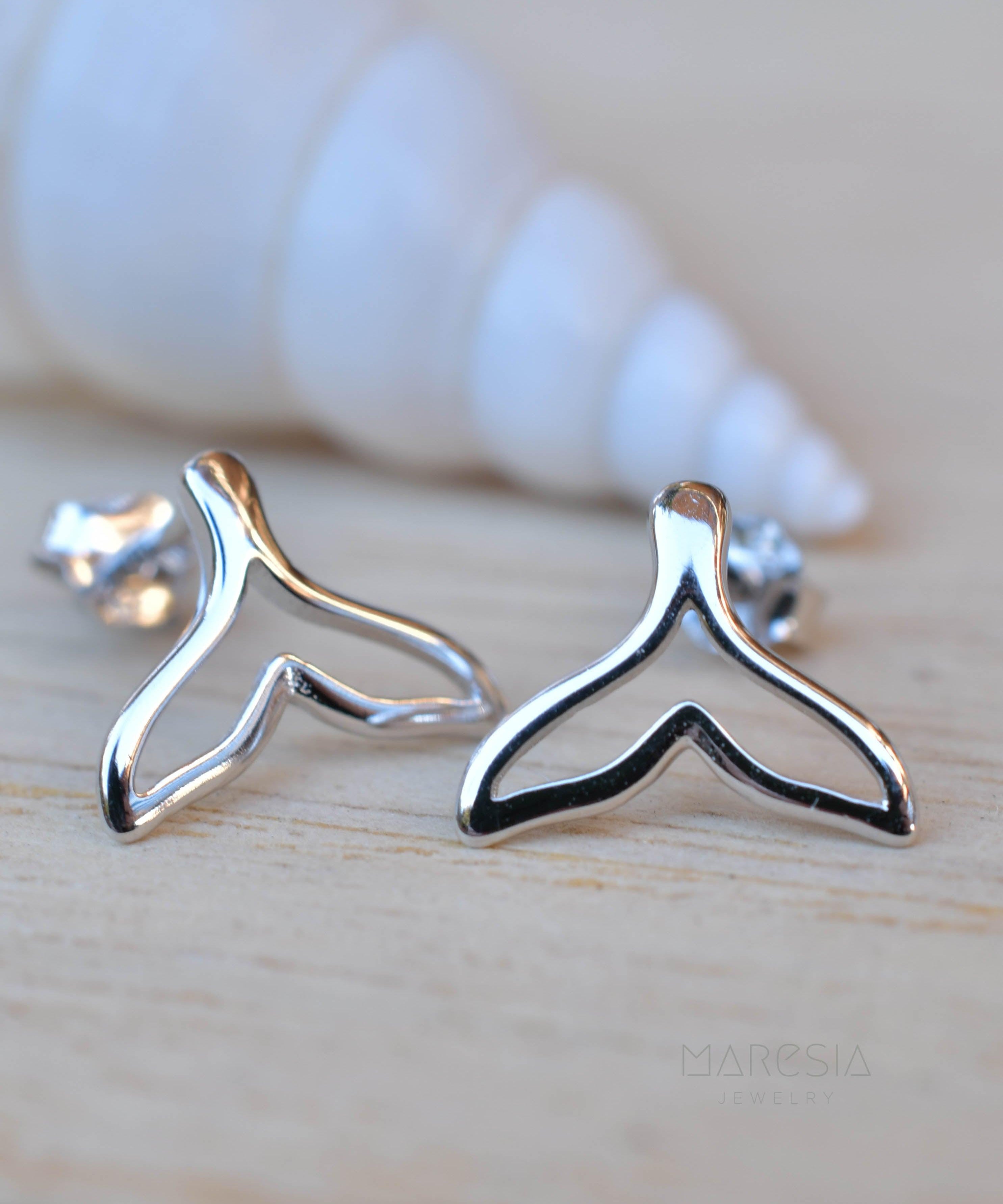 Whale Stud Earrings ~ Sterling Silver 925 ~ SME081 - Maresia Jewelry