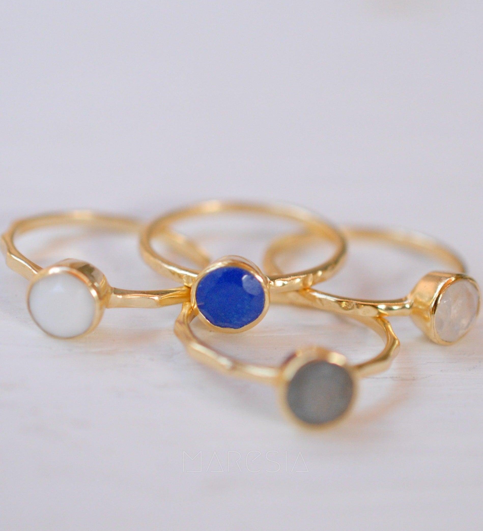 White Agate Ring  ~ Gold Plated ~  MR068 - Maresia Jewelry
