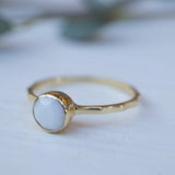 White Agate Ring  ~ Gold Plated ~  MR068 - Maresia Jewelry