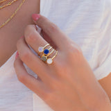 White Agate Ring  ~ Gold Plated ~  MR068 - Maresia Jewelry