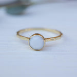 White Agate Ring  ~ Gold Plated ~  MR068 - Maresia Jewelry