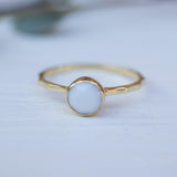 White Agate Ring  ~ Gold Plated ~  MR068 - Maresia Jewelry