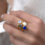 White Agate Ring  ~ Gold Plated ~  MR068 - Maresia Jewelry