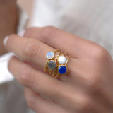 White Agate Ring  ~ Gold Plated ~  MR068 - Maresia Jewelry