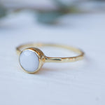 White Agate Ring  ~ Gold Plated ~  MR068 - Maresia Jewelry