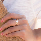 White Agate Ring  ~ Gold Plated ~  MR068 - Maresia Jewelry
