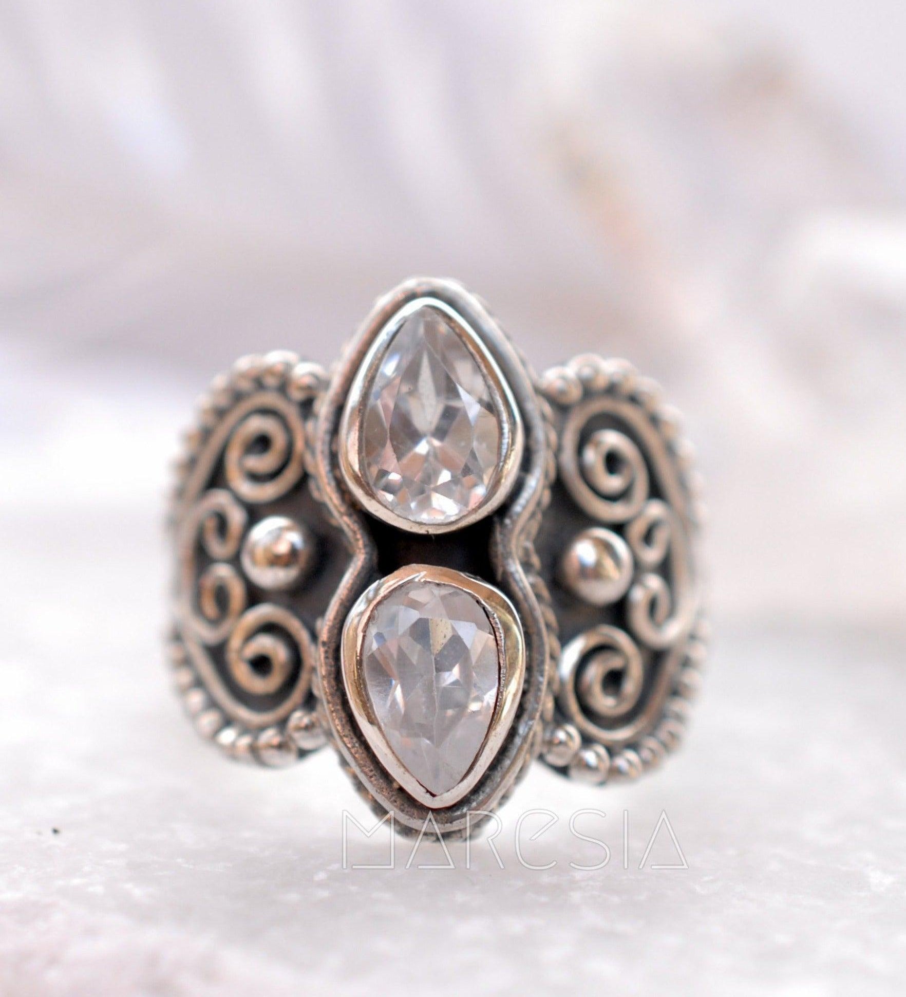 White Topaz Ring ~ Sterling Silver 925 ~MR091 - Maresia Jewelry