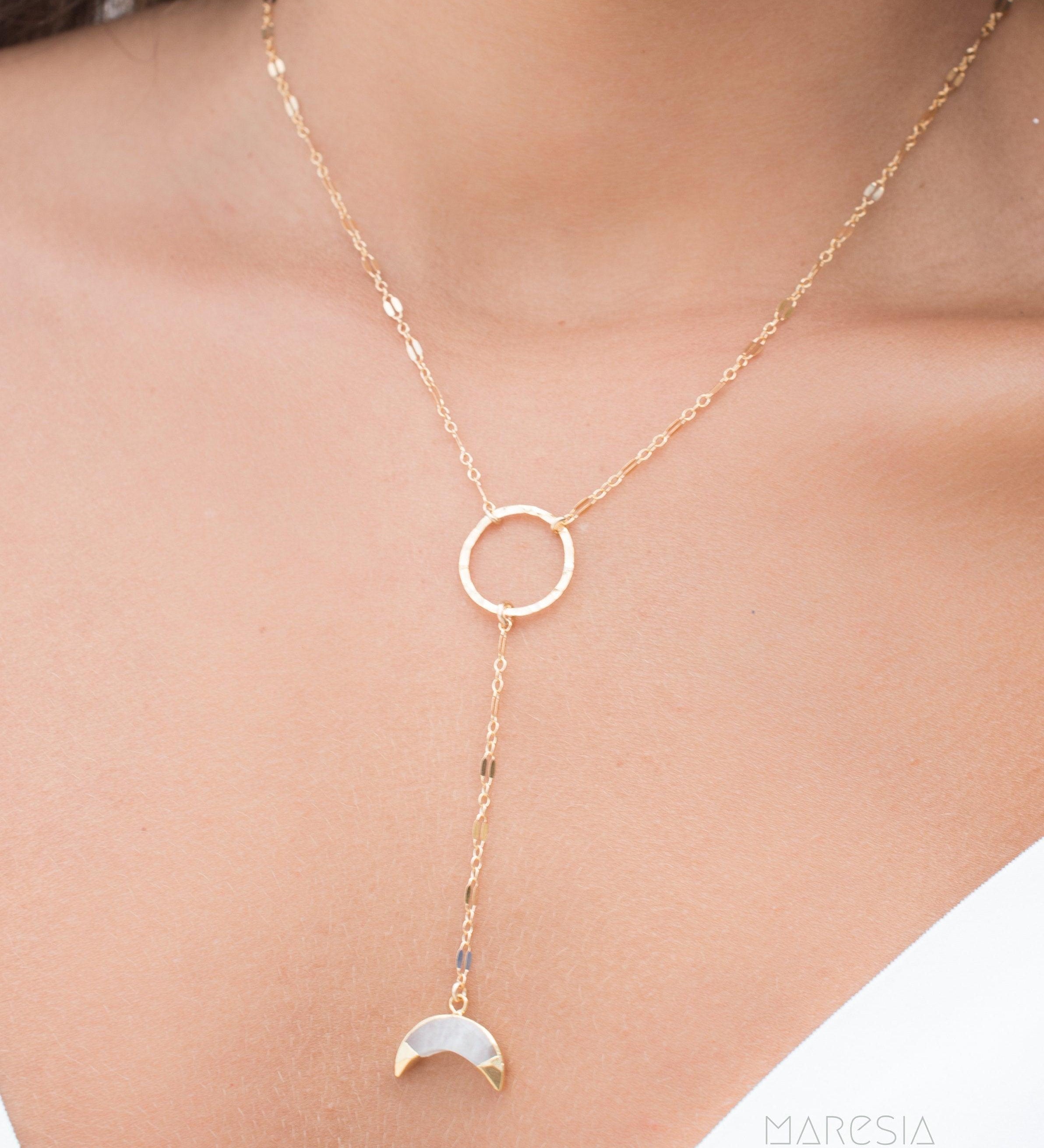 Y necklace Moonstone ~ Gold Filled ~ MN018 - Maresia Jewelry