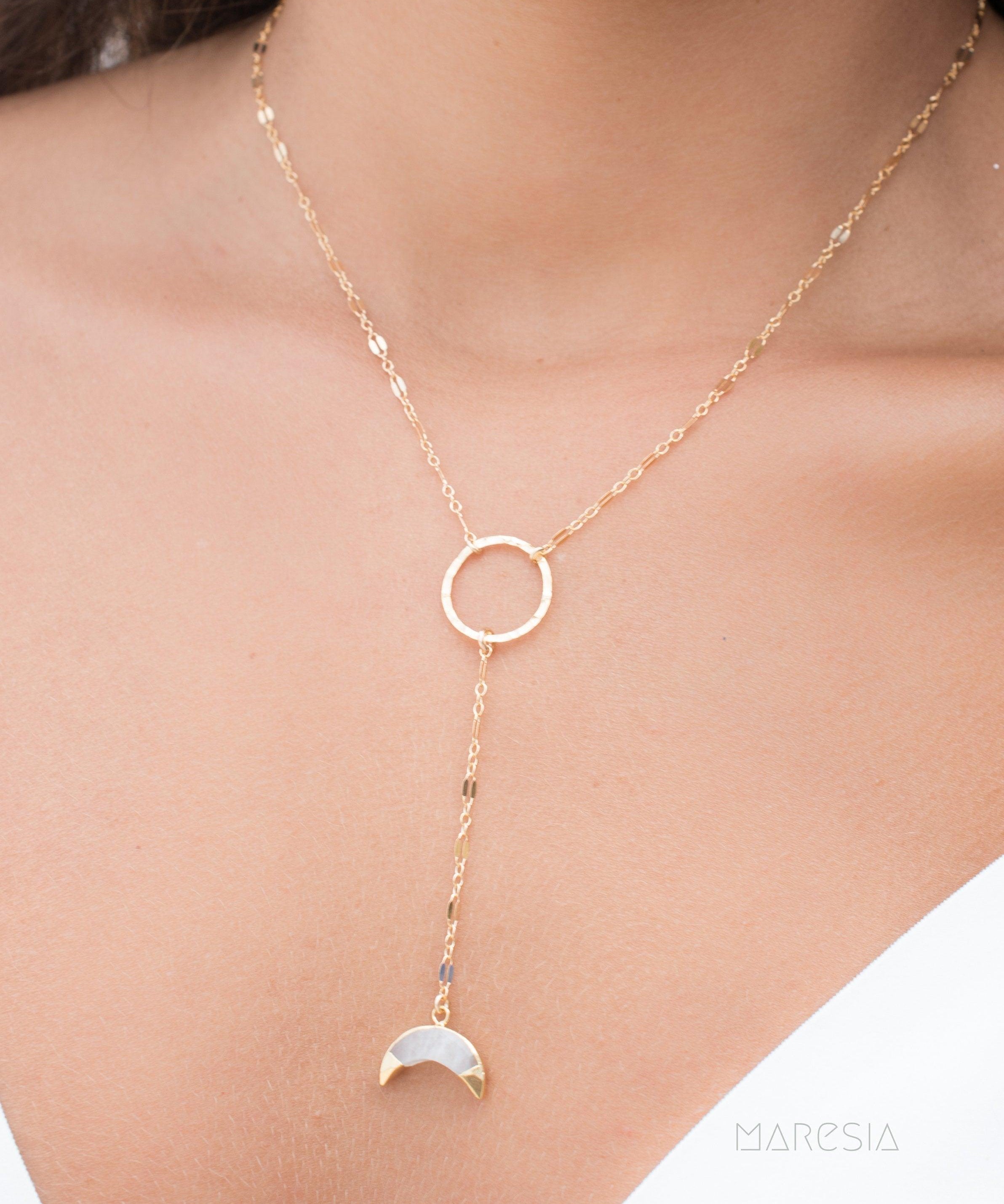 Y necklace Moonstone ~ Gold Filled ~ MN018 - Maresia Jewelry