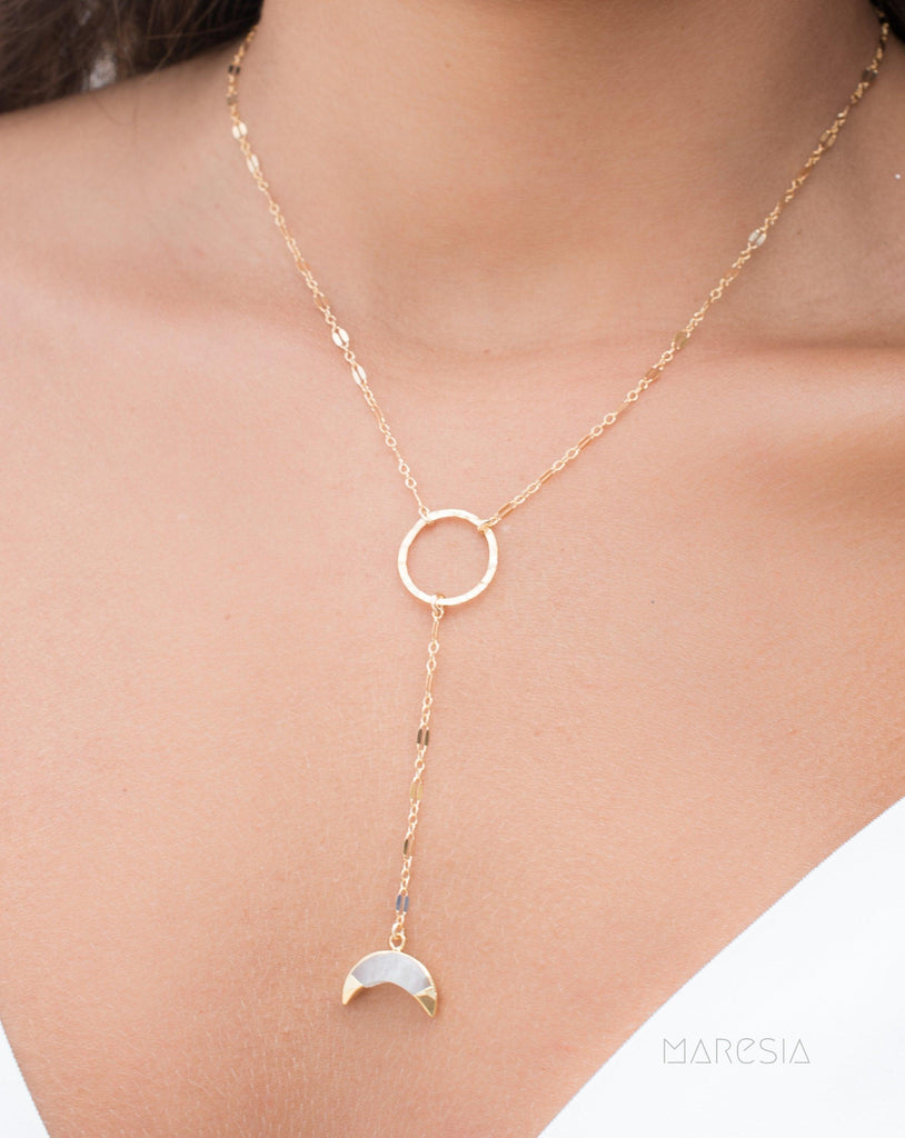 Y necklace Moonstone ~ Gold Filled ~ MN018 - Maresia Jewelry