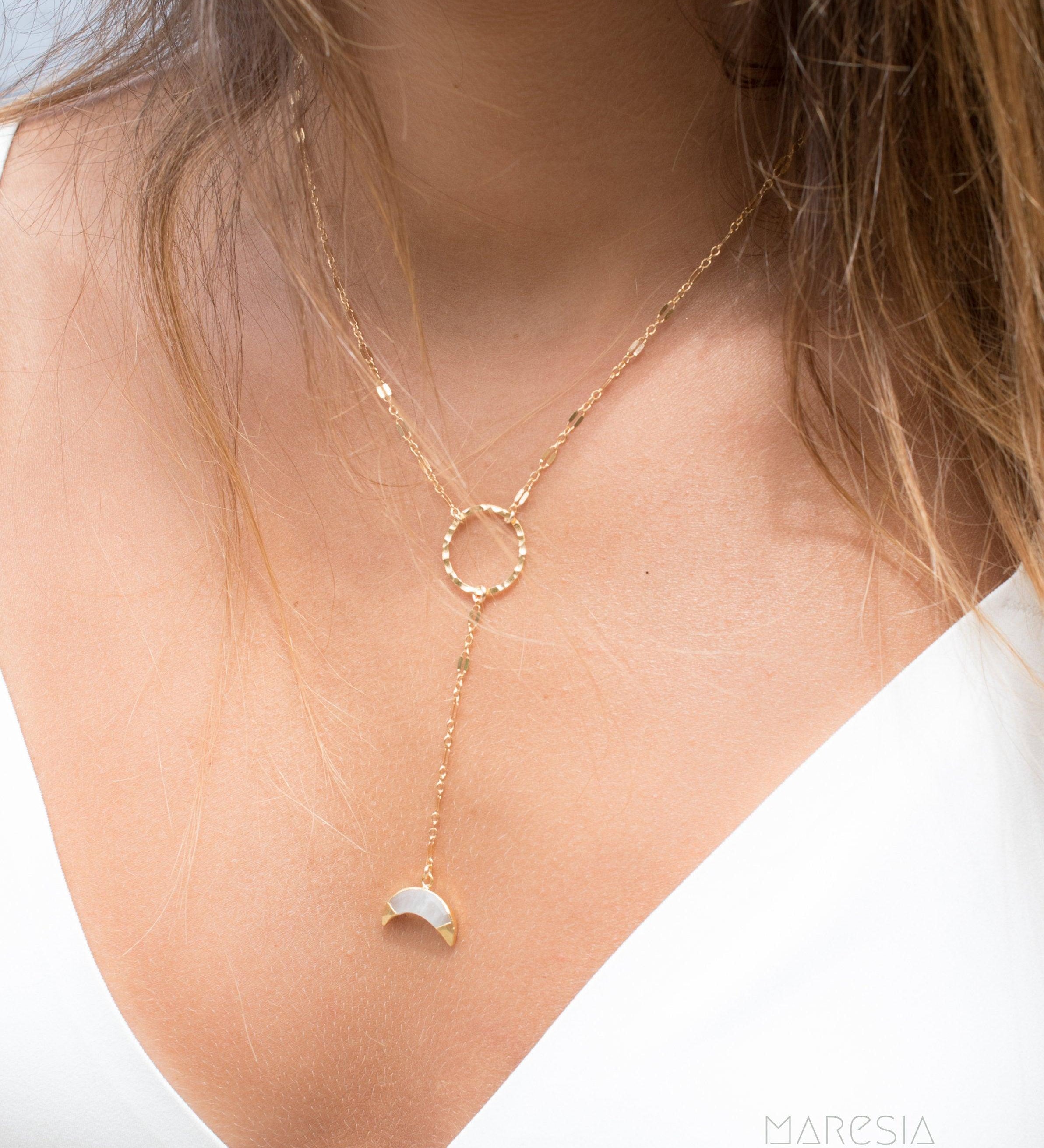 Y necklace Moonstone ~ Gold Filled ~ MN018 - Maresia Jewelry