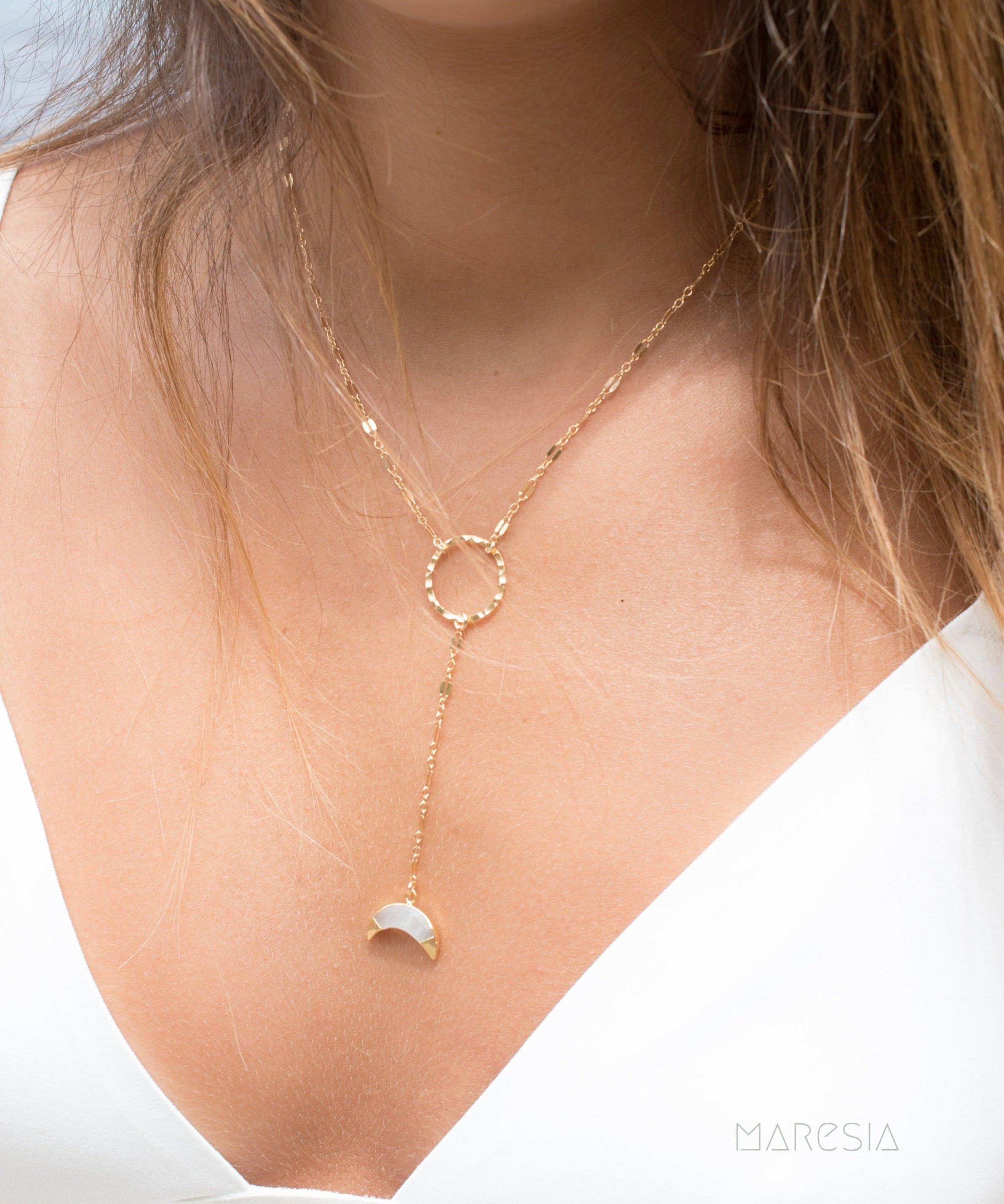 Y necklace Moonstone ~ Gold Filled ~ MN018 - Maresia Jewelry