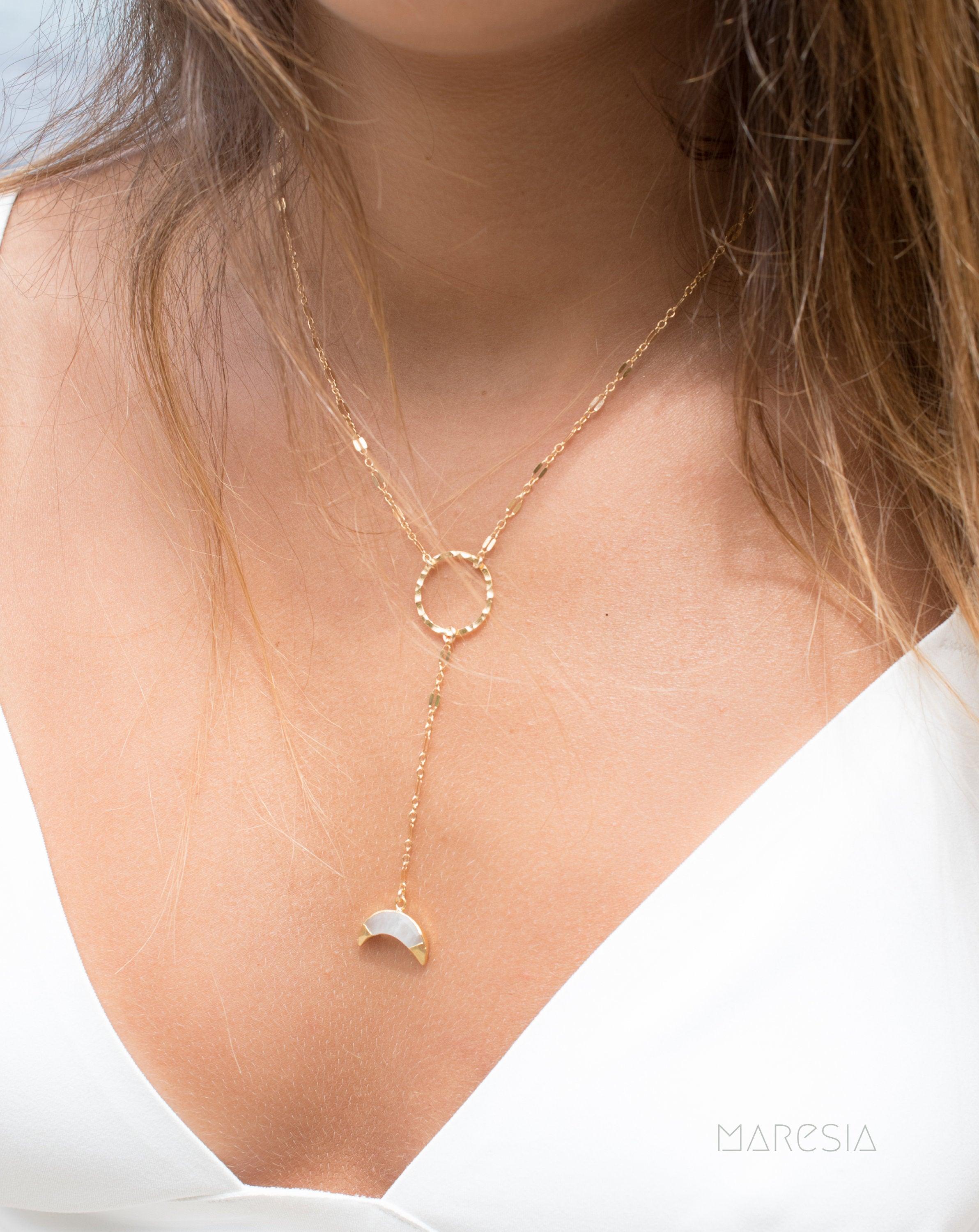 Y necklace Moonstone ~ Gold Filled ~ MN018 - Maresia Jewelry