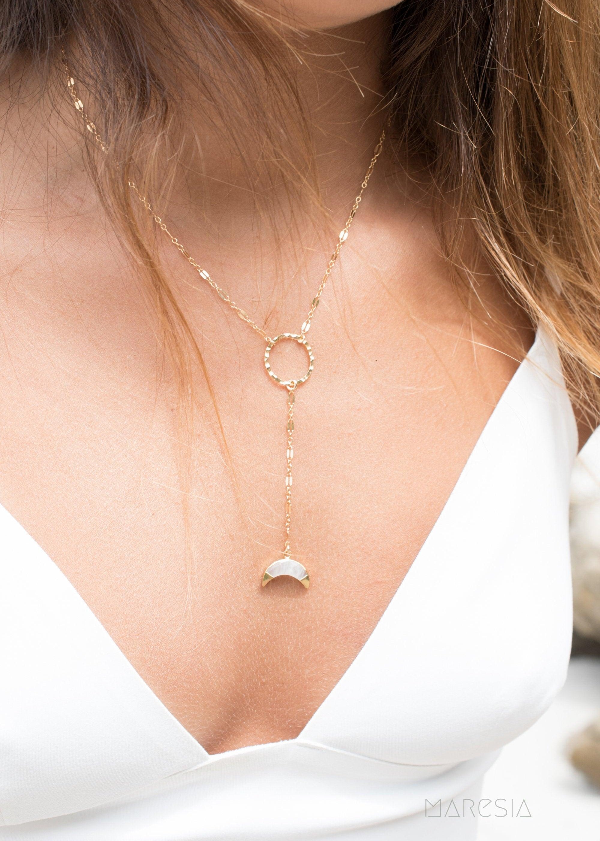 Y necklace Moonstone ~ Gold Filled ~ MN018 - Maresia Jewelry