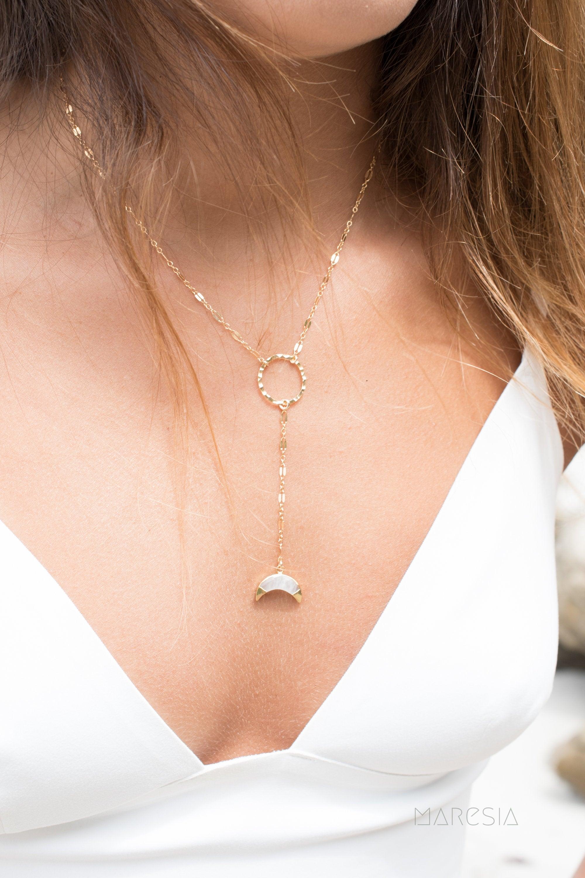 Y necklace Moonstone ~ Gold Filled ~ MN018 - Maresia Jewelry