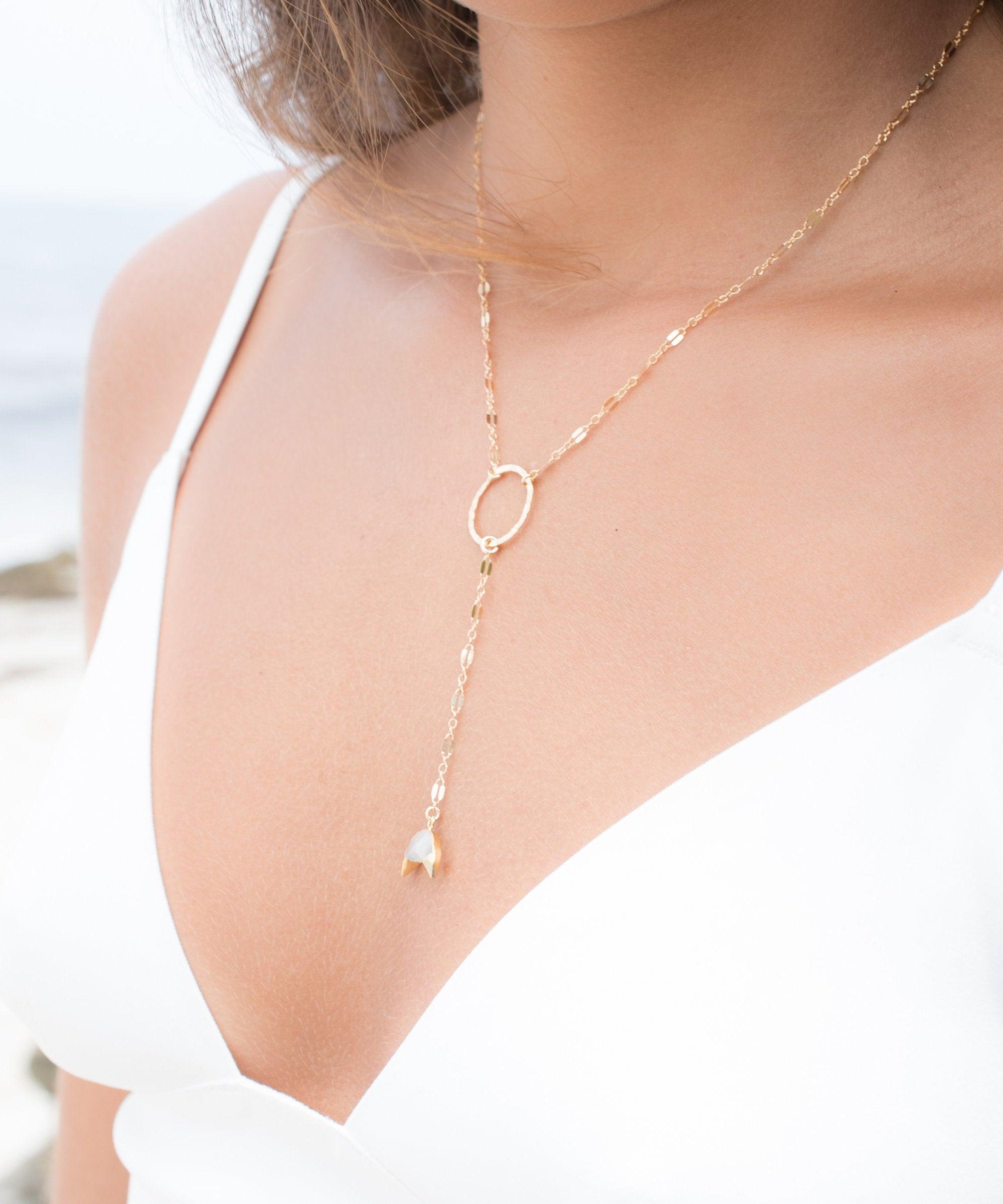 Y necklace Moonstone ~ Gold Filled ~ MN018 - Maresia Jewelry