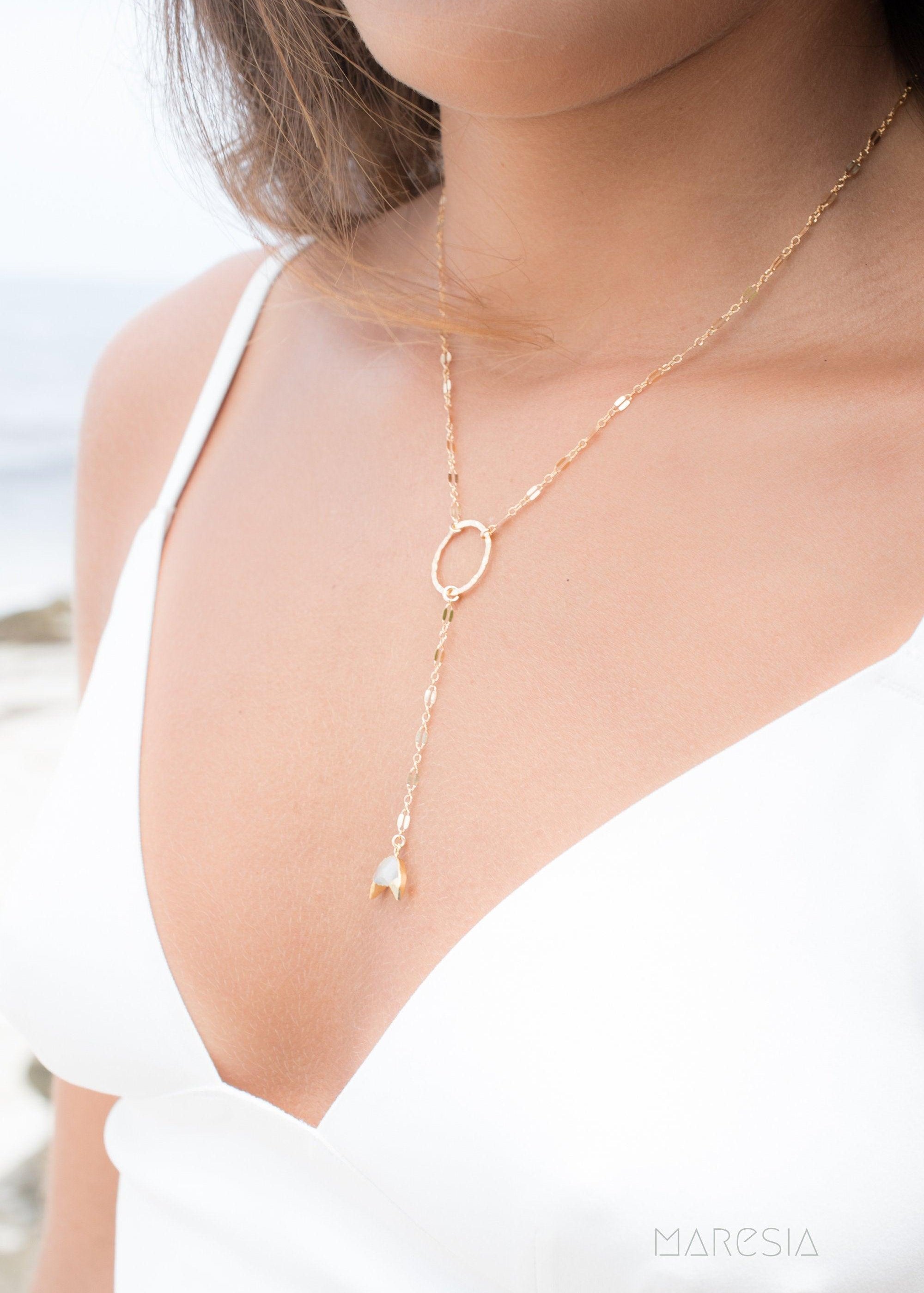 Y necklace Moonstone ~ Gold Filled ~ MN018 - Maresia Jewelry