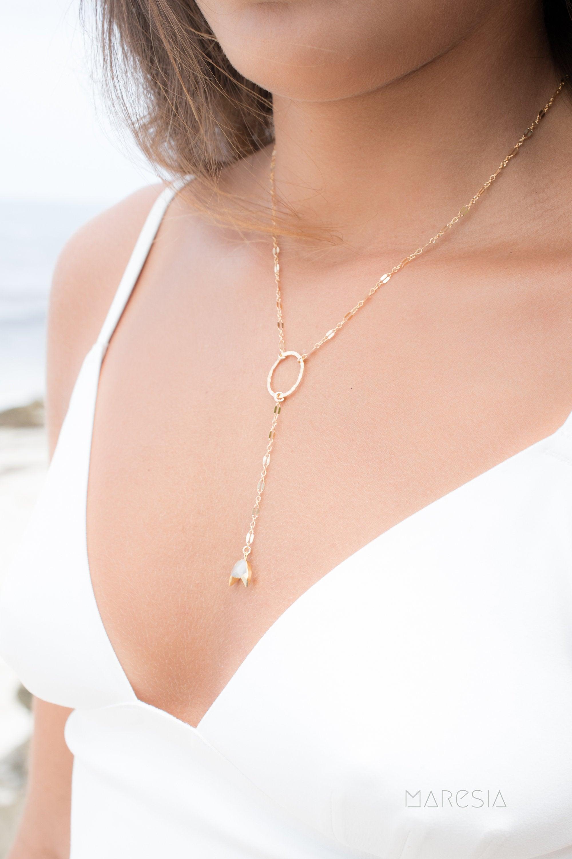 Y necklace Moonstone ~ Gold Filled ~ MN018 - Maresia Jewelry